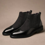 Chukka Boots Leather Cushioned Sole Obsidian Black – Product Photo