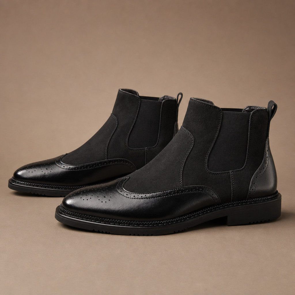 Chukka Boots Leather Cushioned Sole in Obsidian Black – Tarlano Premium Menswear