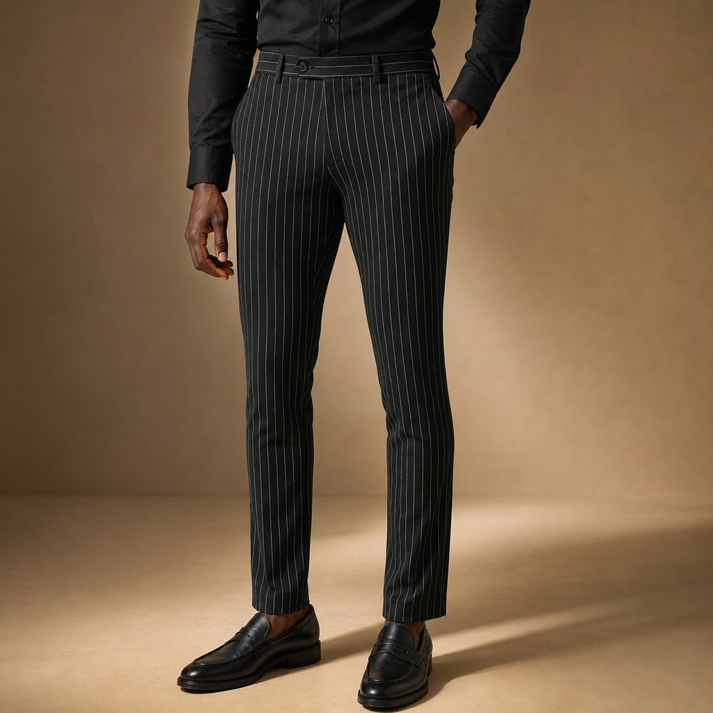 Striped Dress Pants Slim Fit Black – Product Photo
