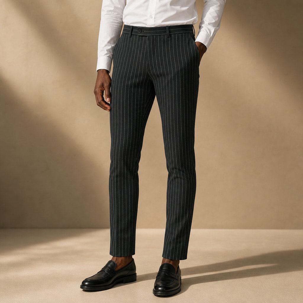 Striped Dress Pants Slim Fit in Black – Tarlano Premium Menswear