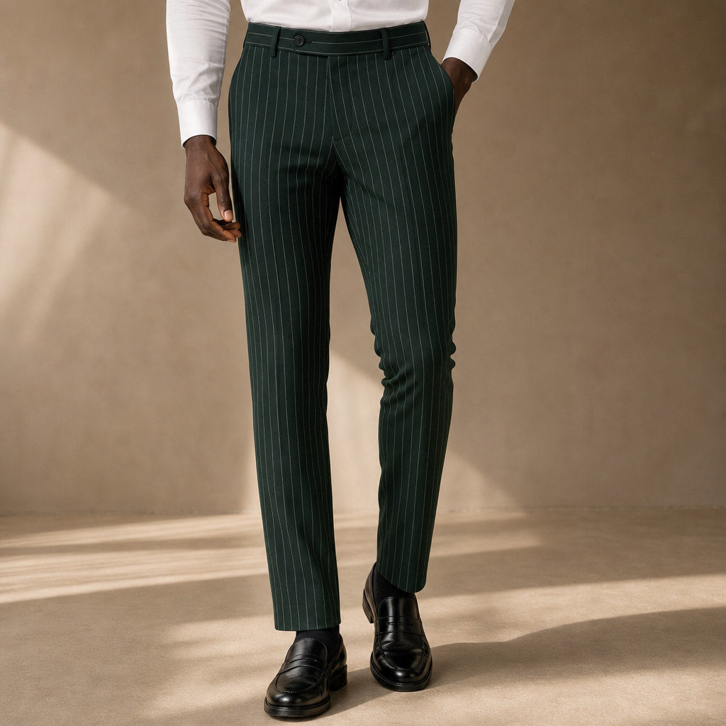 Striped Dress Pants Slim Fit Green – Product Photo