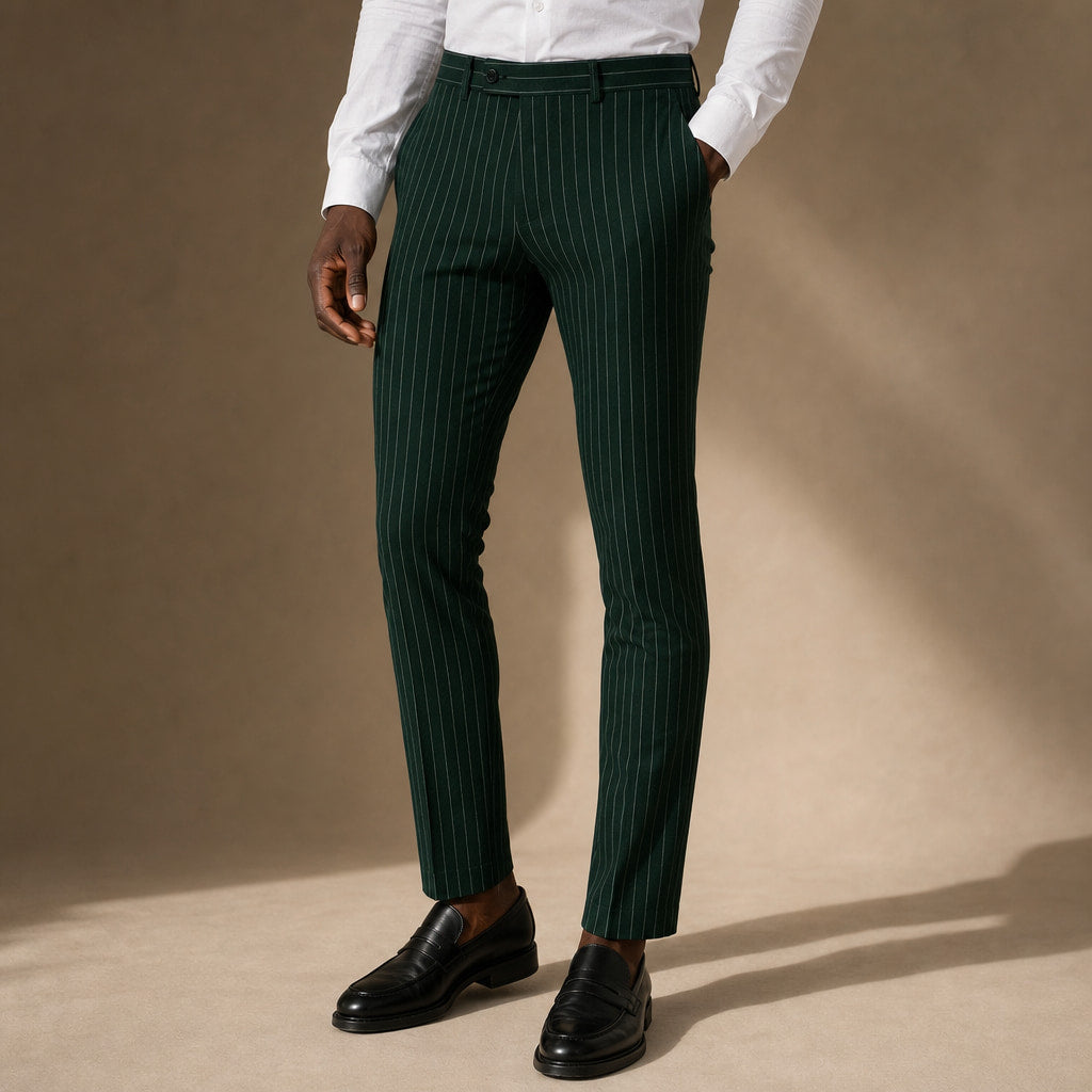Striped Dress Pants Slim Fit in Green – Tarlano Premium Menswear
