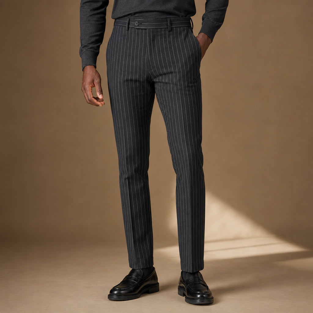 Striped Dress Pants Slim Fit in Grey – Tarlano Premium Menswear