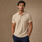 Polo Shirt Textured Knit Regular Fit Beige – Product Photo