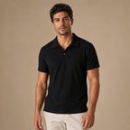Polo Shirt Textured Knit Regular Fit in Black – Tarlano Premium Menswear