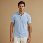 Polo Shirt Textured Knit Regular Fit in Blue – Tarlano Premium Menswear