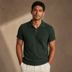 Polo Shirt Textured Knit Regular Fit Dark Green – Product Photo