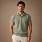 Polo Shirt Textured Knit Regular Fit Green – Product Photo