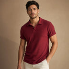 Polo Shirt Textured Knit Regular Fit Red – Product Photo