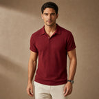 Polo Shirt Textured Knit Regular Fit in Red – Tarlano Premium Menswear