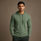 Drawstring Hoodie Fine Knit Relaxed Fit in Green – Tarlano Premium Menswear