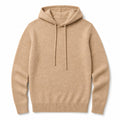 Drawstring Hoodie Fine Knit Relaxed Fit Khaki – Product Photo
