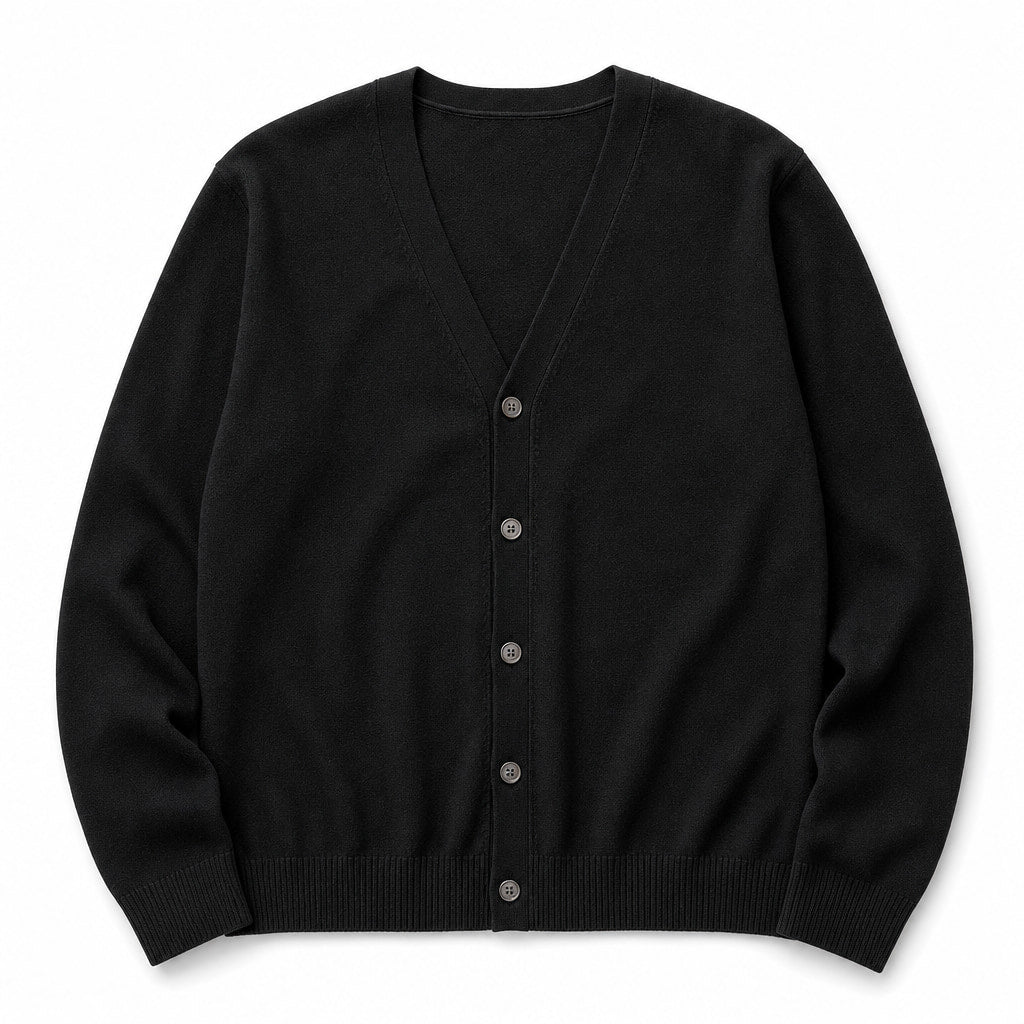 Cardigan Soft Knit Button Front Black – Product Photo