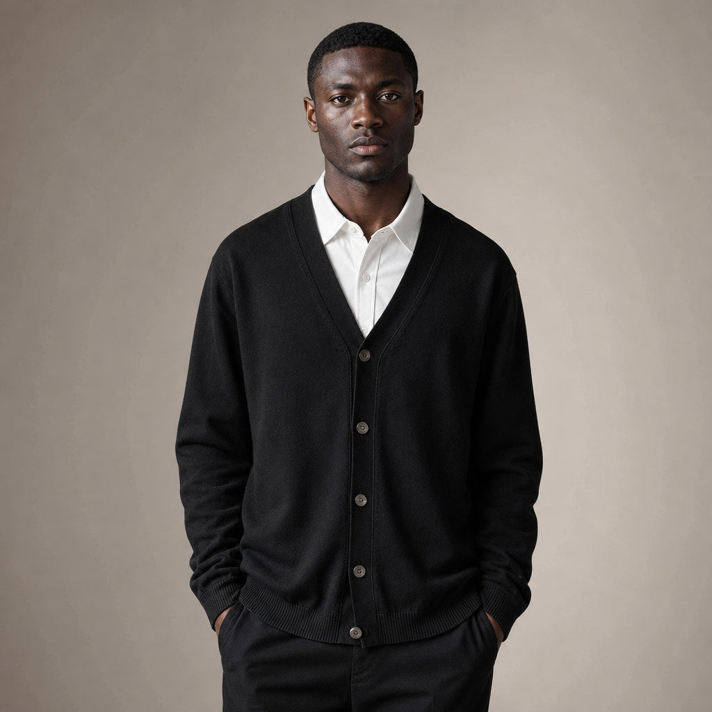 Cardigan Soft Knit Button Front in Black – Tarlano Premium Menswear