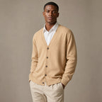Cardigan Soft Knit Button Front Camel – Side Angle View