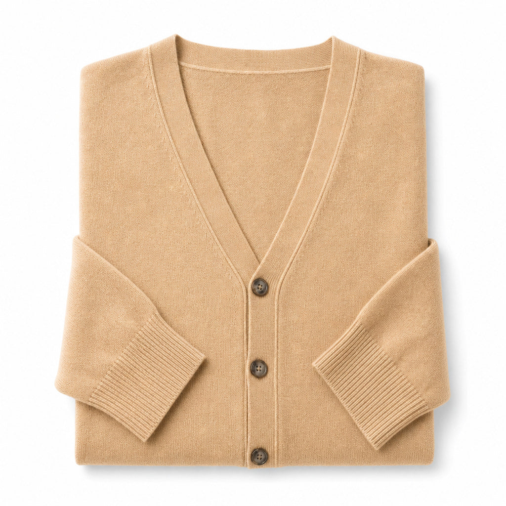 Cardigan Soft Knit Button Front Camel – Product Photo
