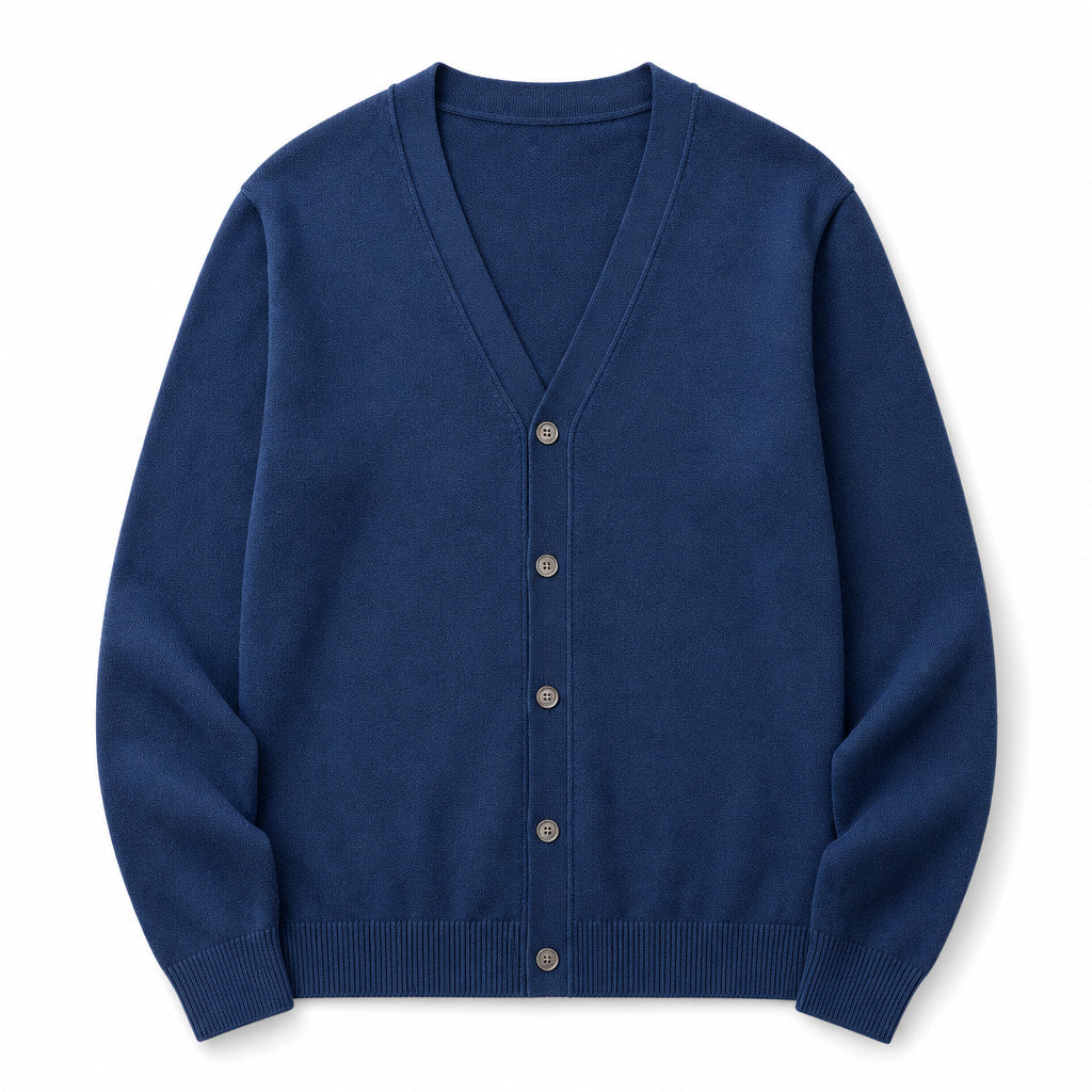 Cardigan Soft Knit Button Front Navy – Product Photo