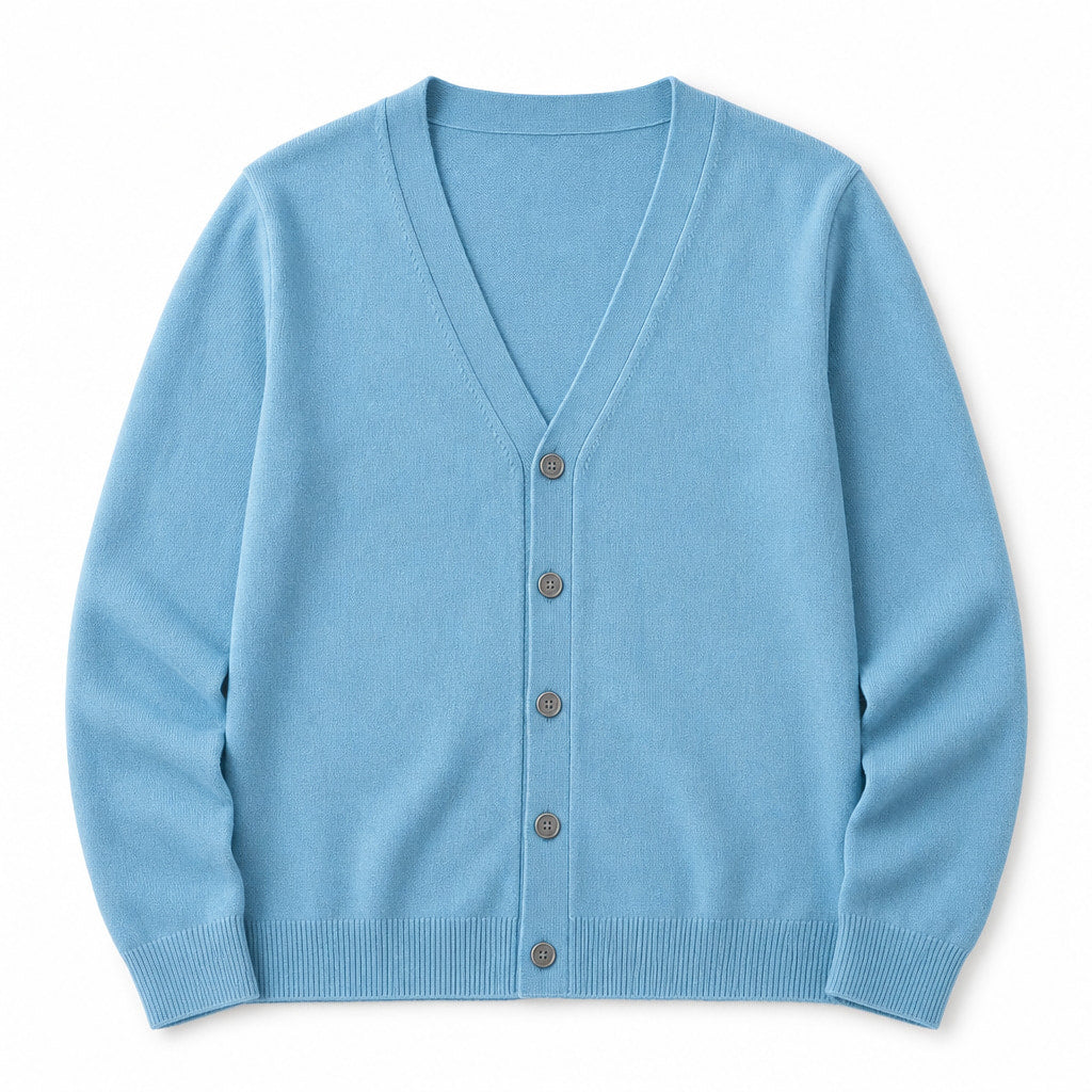 Cardigan Soft Knit Button Front Sky Blue – Product Photo