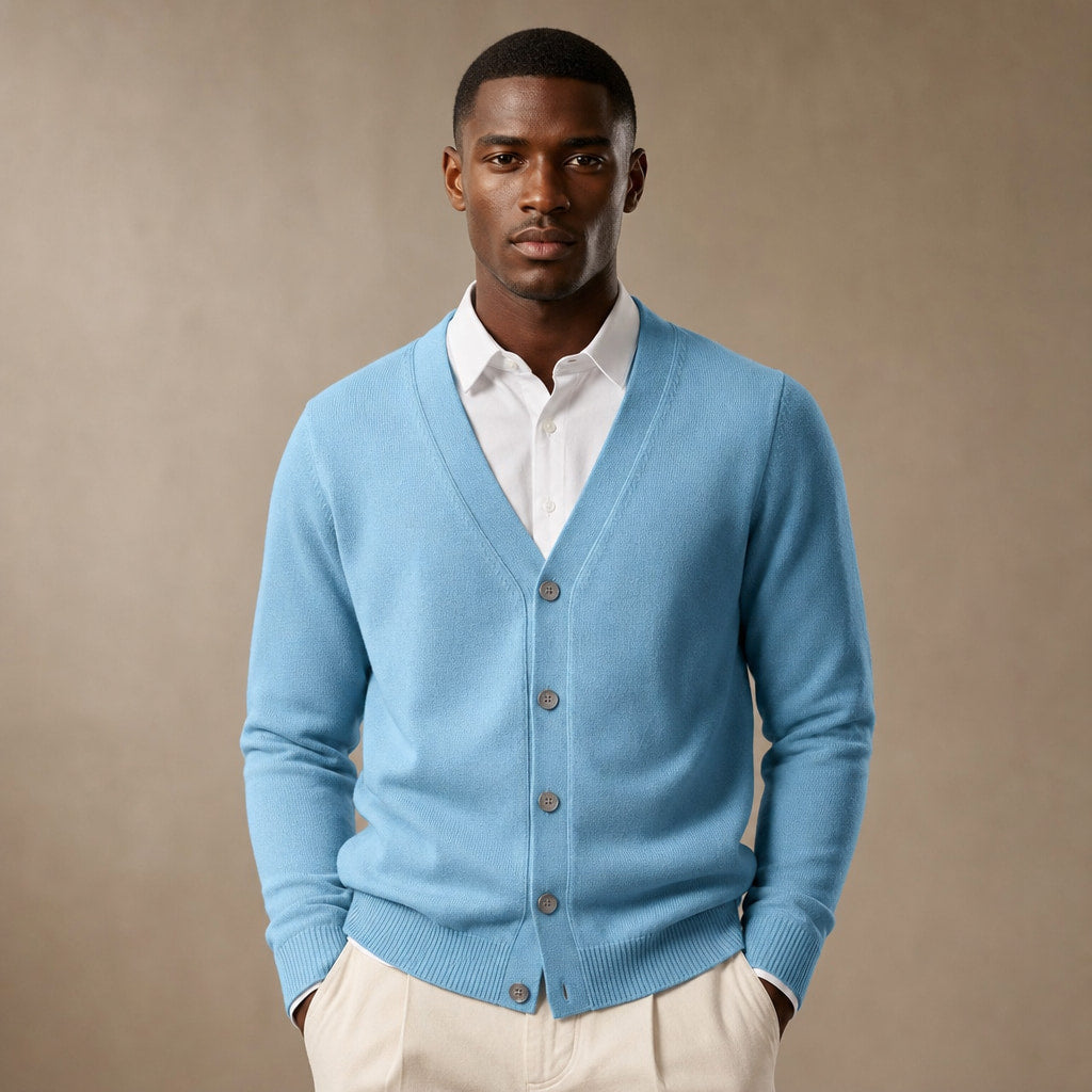 Cardigan Soft Knit Button Front in Sky Blue – Tarlano Premium Menswear