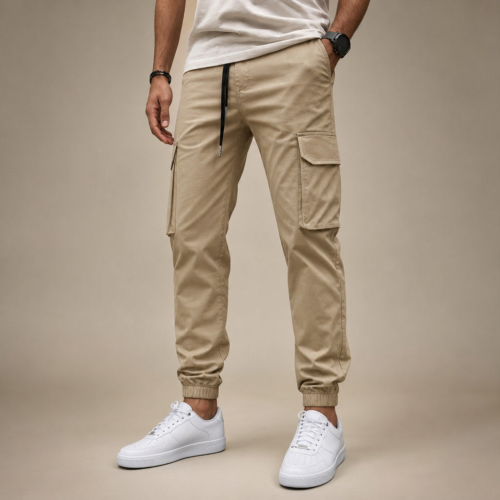 Cargo Pants Tapered Jogger in Beige – Tarlano Premium Menswear