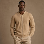 Belgravia Ribbed Full-Zip Beige – Product Photo