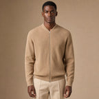 Belgravia Ribbed Full-Zip in Beige – Tarlano Premium Menswear