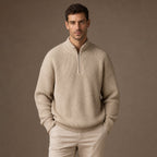 Belgravia Ribbed Quarter-Zip Beige – Product Photo