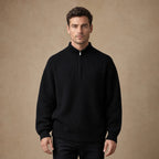 Belgravia Ribbed Quarter-Zip in Black – Tarlano Premium Menswear