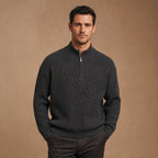 Belgravia Ribbed Quarter-Zip Dark Gray – Product Photo