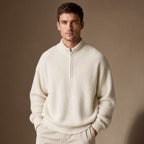Belgravia Ribbed Quarter-Zip Off White – Product Photo
