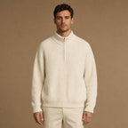 Belgravia Ribbed Quarter-Zip in Off White – Tarlano Premium Menswear