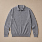 Knit Polo Sweater Button Placket Grey – Product Photo