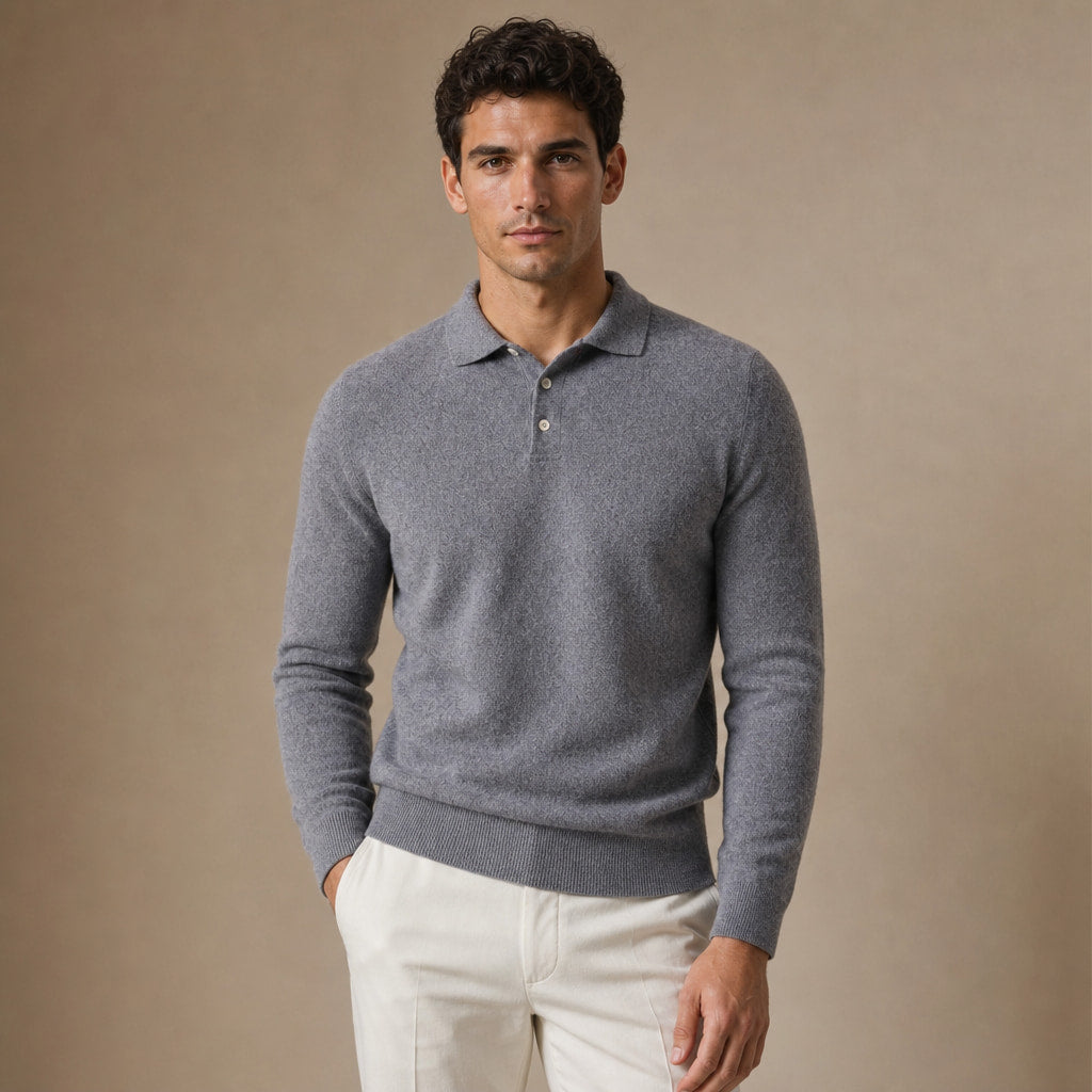 Knit Polo Sweater Button Placket in Grey – Tarlano Premium Menswear