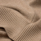 Knit Polo Sweater Button Placket Khaki – Fabric and Detail Close-Up