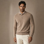 Knit Polo Sweater Button Placket in Khaki – Tarlano Premium Menswear