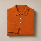 Knit Polo Sweater Button Placket Orange – Product Photo