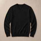 V-Neck Knit Sweater Slim Fit Black – Product Photo