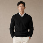V-Neck Knit Sweater Slim Fit in Black – Tarlano Premium Menswear