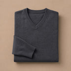 V-Neck Knit Sweater Slim Fit Dark Gray – Product Photo