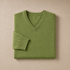 V-Neck Knit Sweater Slim Fit Green – Product Photo