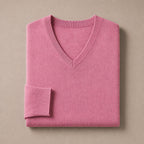 V-Neck Knit Sweater Slim Fit Pink – Product Photo