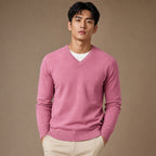 V-Neck Knit Sweater Slim Fit in Pink – Tarlano Premium Menswear