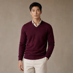 V-Neck Knit Sweater Slim Fit in Wine – Tarlano Premium Menswear