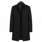 Trench Coat Wool Blend Tailored Overcoat Black – Product Photo