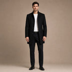 Trench Coat Wool Blend Tailored Overcoat in Black – Tarlano Premium Menswear