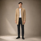 Trench Coat Wool Blend Tailored Overcoat in Khaki – Tarlano Premium Menswear