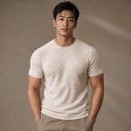 Fine Knit Tee Soft Touch Relaxed Fit in Beige – Tarlano Premium Menswear