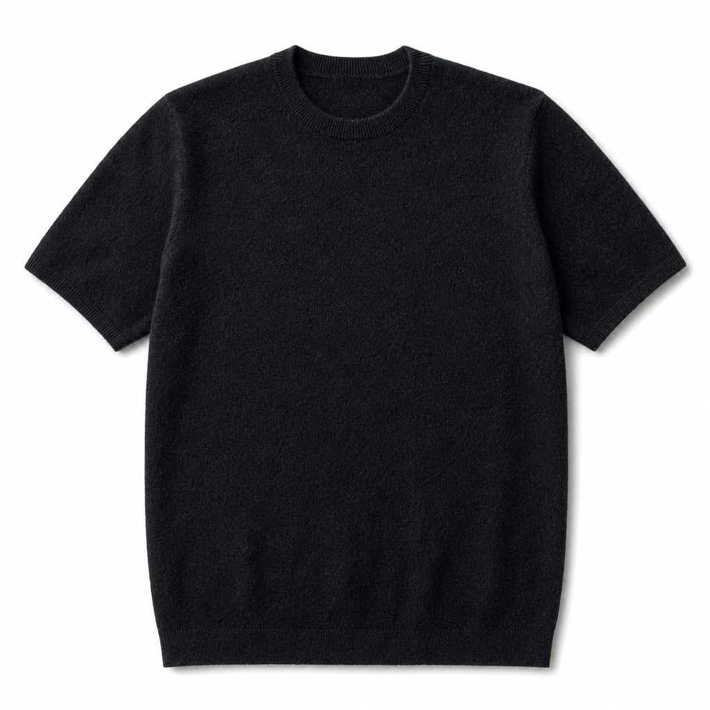 Fine Knit Tee Soft Touch Relaxed Fit Black – Product Photo