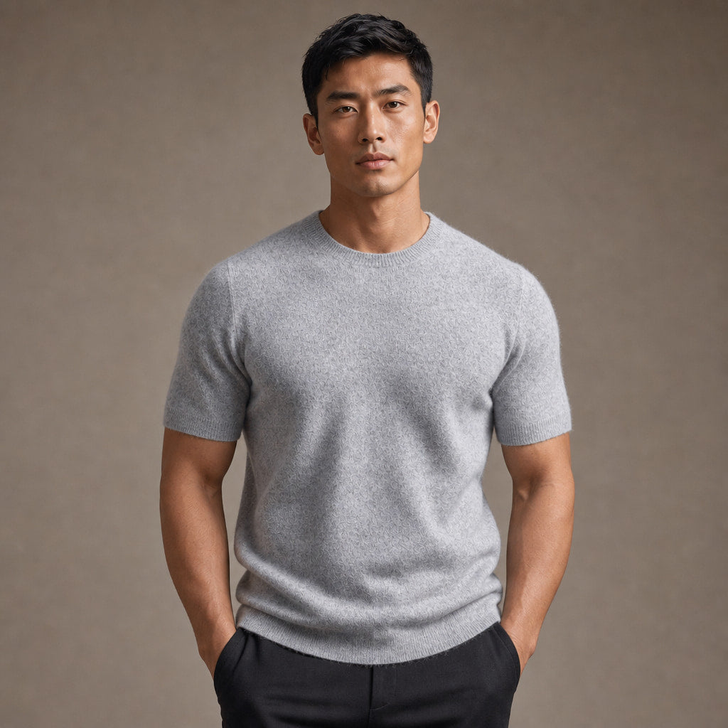 Fine Knit Tee Soft Touch Relaxed Fit in Gray – Tarlano Premium Menswear