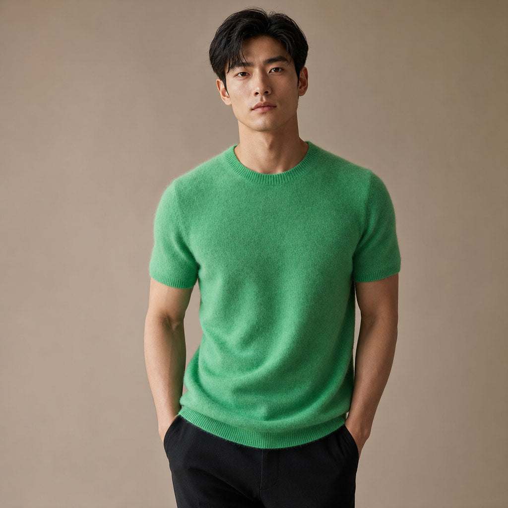Fine Knit Tee Soft Touch Relaxed Fit in Green – Tarlano Premium Menswear